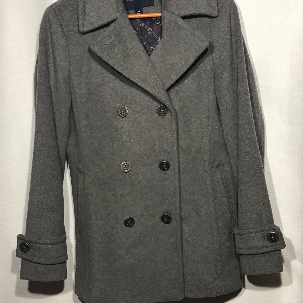 Land’s End Gray Wool Pea Coat Ladies 10